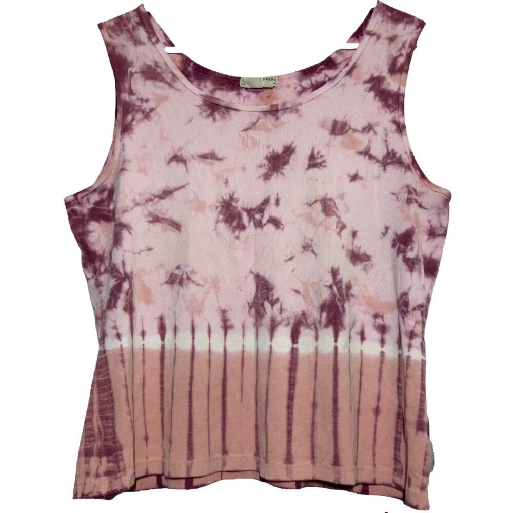 Royal Robbins Crop Tank Top 100% Cotton Sleeveless Crew Neck Pink Tie Dye XL